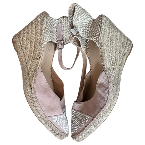 Carmen Saiz Chic Pink and White Espadrille Wedges Stud Detail, EU sz 39 - Picture 10 of 10